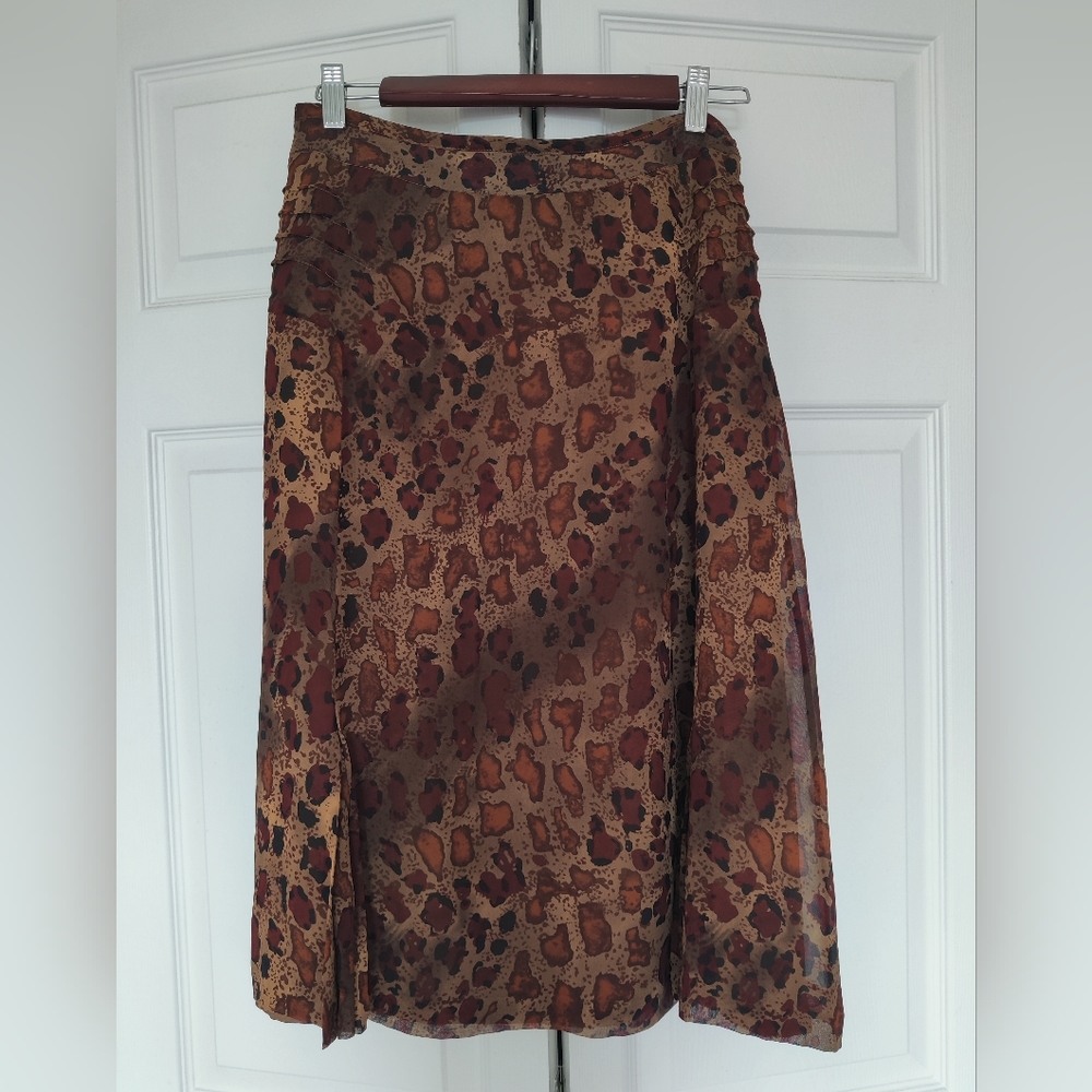 Laura Ashley Animal Print Silk Skirt